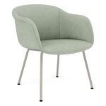 Muuto Fiber Soft Armchair, Rohrgestell, grau - Allure Leder Jade, produktbild