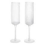 Ferm Living Ripple samppanjalasit, korkea, 2 kpl, kirkas, tuotekuva