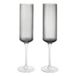 Ferm Living Ripple champagne flutes, 2 pcs, smoked grey, product image