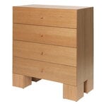 Ferm Living Kuben lipasto 1x4, lakattu luonnonvärinen tammiviilu, tuotekuva