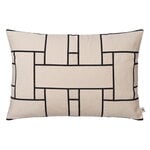Ferm Living Lattice Offset tyyny, suorakaide, 40 x 60, luonnonvalkoinen - musta, näkymä 1