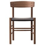 Fredericia J39 Mogensen chair, oiled walnut - dark brown leather Omni 377, product image