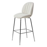 GUBI Beetle Soft Barhocker, 77 cm, konisch schwarzes Chrom - Reales 001 weiß, produktbild