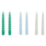 HAY Twist candles, set of 6, green - light blue - light grey