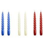 HAY Twist Kerzen, 6 Stück, Blauviolett - Cremeweiß - Burgunderrot