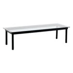 HAY Table Kofi 140 x 50 cm, chêne laqué noir - verre transparent