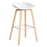 HAY Sgabello About A Stool AAS32, 75 cm, bianco 2.0-rovere-acciaio