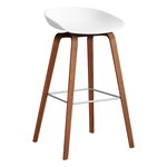HAY Sgabello About A Stool AAS32, 75 cm, bianco 2.0-noce-acciaio
