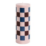 HAY Column candle, L, light pink - bordeaux - dark blue check, product image