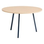 HAY Loop Stand round table, 120 cm, deep blue - lacquered oak