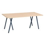 HAY Loop Stand table, 180 cm, deep blue - lacquered oak