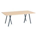 HAY Table Loop Stand, 200 cm, bleu profond - chêne laqué