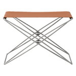 Fredericia JG folding stool, brushed steel - cognac leather