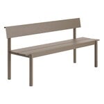 Muuto Linear Steel bench with backrest, 170 cm, taupe, product image
