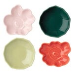 Marimekko Unikko and Kivet small plate, 4 pcs, pink - pear - orange red - d.green, product image
