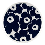 Marimekko Oiva - Unikko lautanen, 25 cm, valkoinen - tummansininen