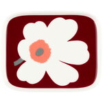 Marimekko Oiva - Unikko 60th Anniversary lautanen, 15x12cm, valk - t.kirsikka - tuhka, tuotekuva