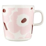 Marimekko Oiva - Unikko muki, 4 dl, valkoinen - vaaleanpunainen - kastanja, tuotekuva