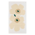 Marimekko Anniversary Unikko pöytäliina, 135x250 m, valk. - heinä - hiekka - smaragdi, tuotekuva