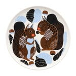 Marimekko Oiva - Kurre plate 20 cm, white, brown, black - light blue, view 1