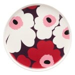 Marimekko Oiva - Unikko lautanen, 20 cm, valkoinen-luumu-karpalo-vaaleanpunainen, näkymä 1