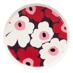 Marimekko Oiva - Unikko lautanen, 25 cm, valkoinen-luumu-karpalo-vaaleanpunainen, näkymä 1