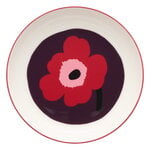 Marimekko Oiva - Unikko syvä lautanen, 20,5 cm, valkoinen - luumu - karpalo, näkymä 1