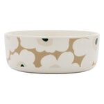 Marimekko Oiva - Unikko serving bowl, 1,5 L, white - beige - light sand - dark green, view 1