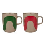 Marimekko Oiva - Seireeni mug, 2,5 dl, 2 pcs, terra - green - red