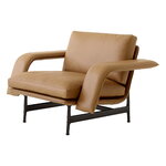 &Tradition Fauteuil lounge Meantime AV29, noir chaud - cuir cognac Noble, image produit