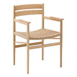 Karimoku Case N-DC04 dining armchair, lacquered oak - natural paper cord, product image