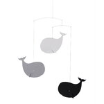 Flensted Mobiles Happy Whales mobile, harmaa, näkymä 1