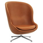 Normann Copenhagen Hyg lounge chair high, swivel, aluminium - brandy leather Ultra