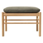 Carl Hansen & Søn OW149F Colonial footstool, oiled oak - Terra leather Jade, product image