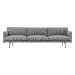 Muuto Outline sofa, 3 1/2 seater, black metal - Hallingdal 166, product image