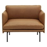 Muuto Fauteuil Outline, métal noir - Refine cuir cognac, image produit