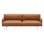 Muuto Outline Soft sohva, 3-ist., kiillotettu alumiini - Refine nahka konjakki, näkymä 1