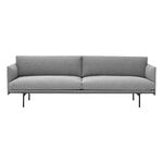 Muuto Outline sofa, 3-seater, black metal - Steelcut Trio 133, product image