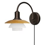 Louis Poulsen PH 2/2 seinävalaisin, Centenary Edition, aged brass - amber - opal white, näkymä 1