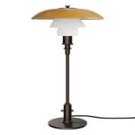 Louis Poulsen PH 3/2 table lamp, Centenary Edition, aged brass - amber - opal white, product image