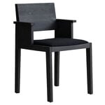 Vaarnii 016 Maasto dining arm chair, seat upholstered, black - black Kvadrat Alle, product image