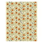 Marimekko Pieni Unikko cotton fabric, cotton - sage- warm orange, product image