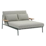 Muuto Settle Outdoor lounge bed w. armrest, Ribbed Weave 2 - dark green, product image