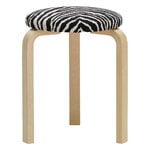 Artek Aalto stool 60, birch - Zebra black/white, view 1