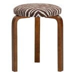 Artek Aalto stool 60, walnut - Zebra brown/white, view 1