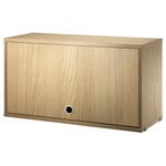 String Furniture String cabinet with flip door, 78 x 30 cm, oak