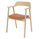 TAKT T24 Bow chair, Eiche - cognacfarbenes Spoor Zea Leder, produktbild