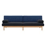 TAKT T19 Spoke Sofa with armrests, oak - dark blue - cobalt blue Kvadrat Autumn, view 1