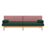 TAKT T19 Spoke Sofa with armrests, oak - dark green - rose Kvadrat Autumn, view 1