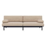 TAKT T19 Spoke Sofa with armrests, black blue oak - warm grey Kvadrat Autumn, view 1